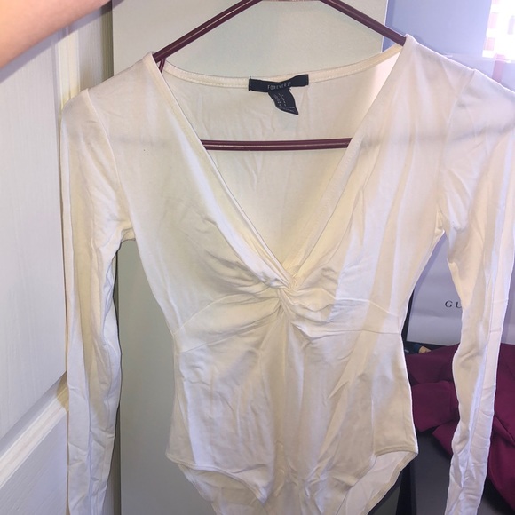 White Twist Long Sleeve Bodysuit - Picture 3 of 3